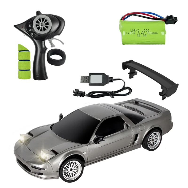 MACH-LD1803 1/18 2.4G 2WD RC Auto Drift Veicoli Luci a LED Modello controllato in scala completa Bambini Argento Facile installazione