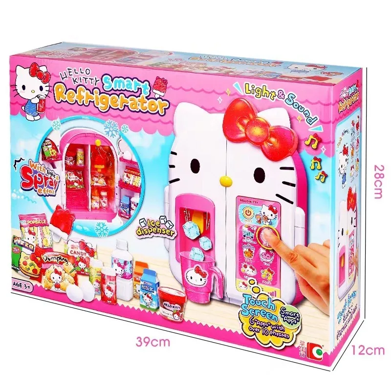 

New Sanrio Series Hello Kitty Modeling Cute Mini Refrigerator Girl Simulation Family Vocal Spray Toy Children'S Birthday Gift