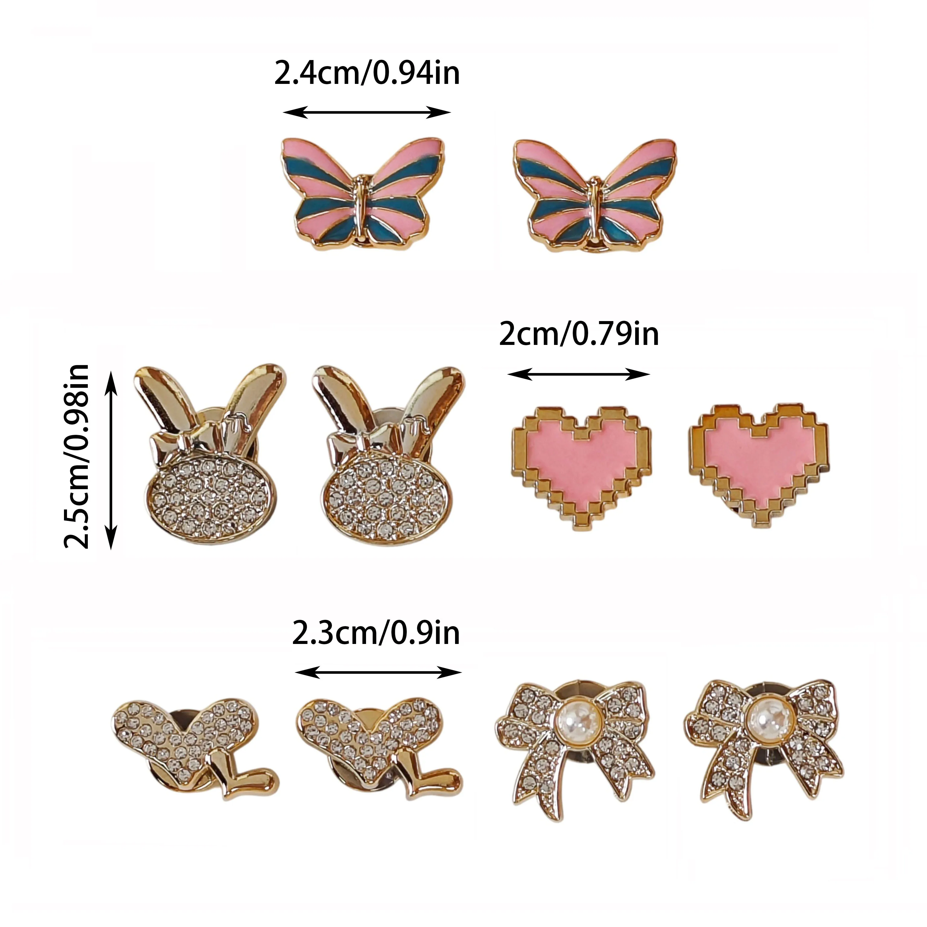 10Pcs Shoe Decoration DIY Charms, Shiny and Fashionable Versatile Decorations Featuring Butterflies, Rabbits, Hearts, and Bows. Suitable for Eva Beach Shoes, Sandals, Detachable Shoe Decorations, Girls' Accessories, Holiday Gifts