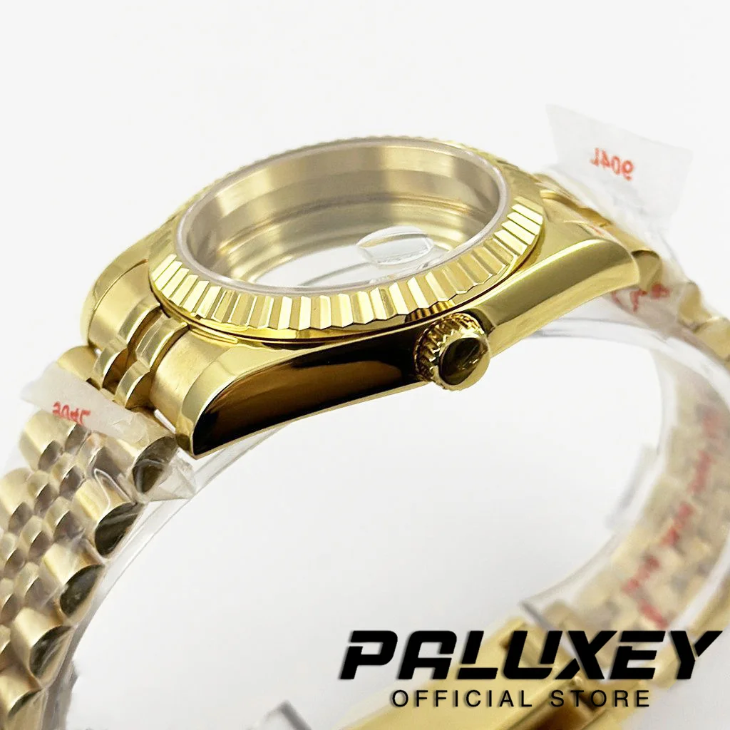 Gold Fluted Curved 36MM/40MM Bracelet Resistanst Watch Case Sapphire Glass For NH34 NH35 NH36 NH38 NH70 NH72 ETA2824 Movement