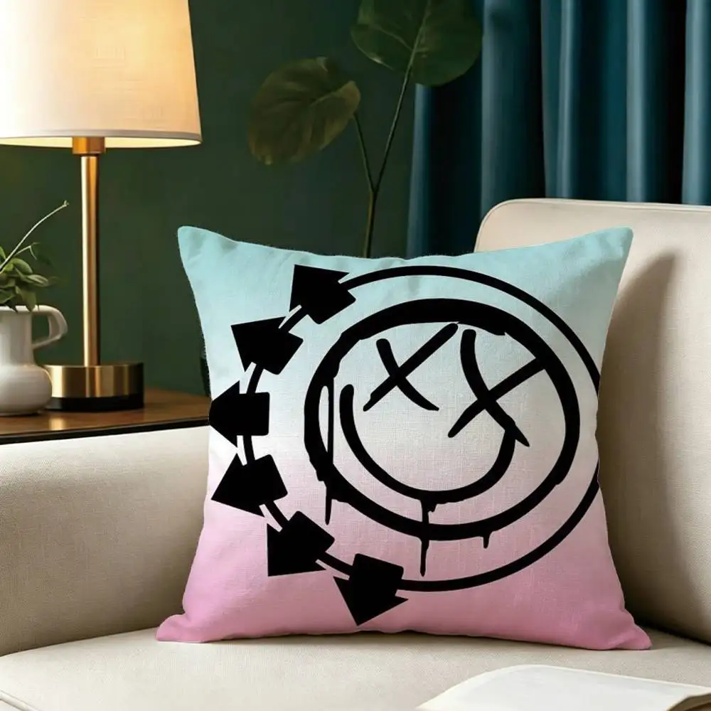 Punk B-Blink-182 Band Pillow Case Square Double-Sided Sofa Cushion Cover Bedroom Bedside Pillow