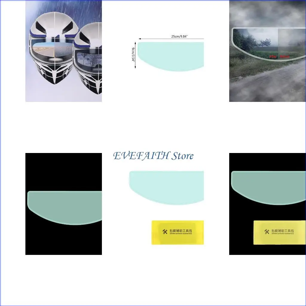 

124B Motorcycle Helmet Shield Anti-scratch Anti-Fog Film Clear Visor Lens Insert Fog Resistant Rain Water Universal