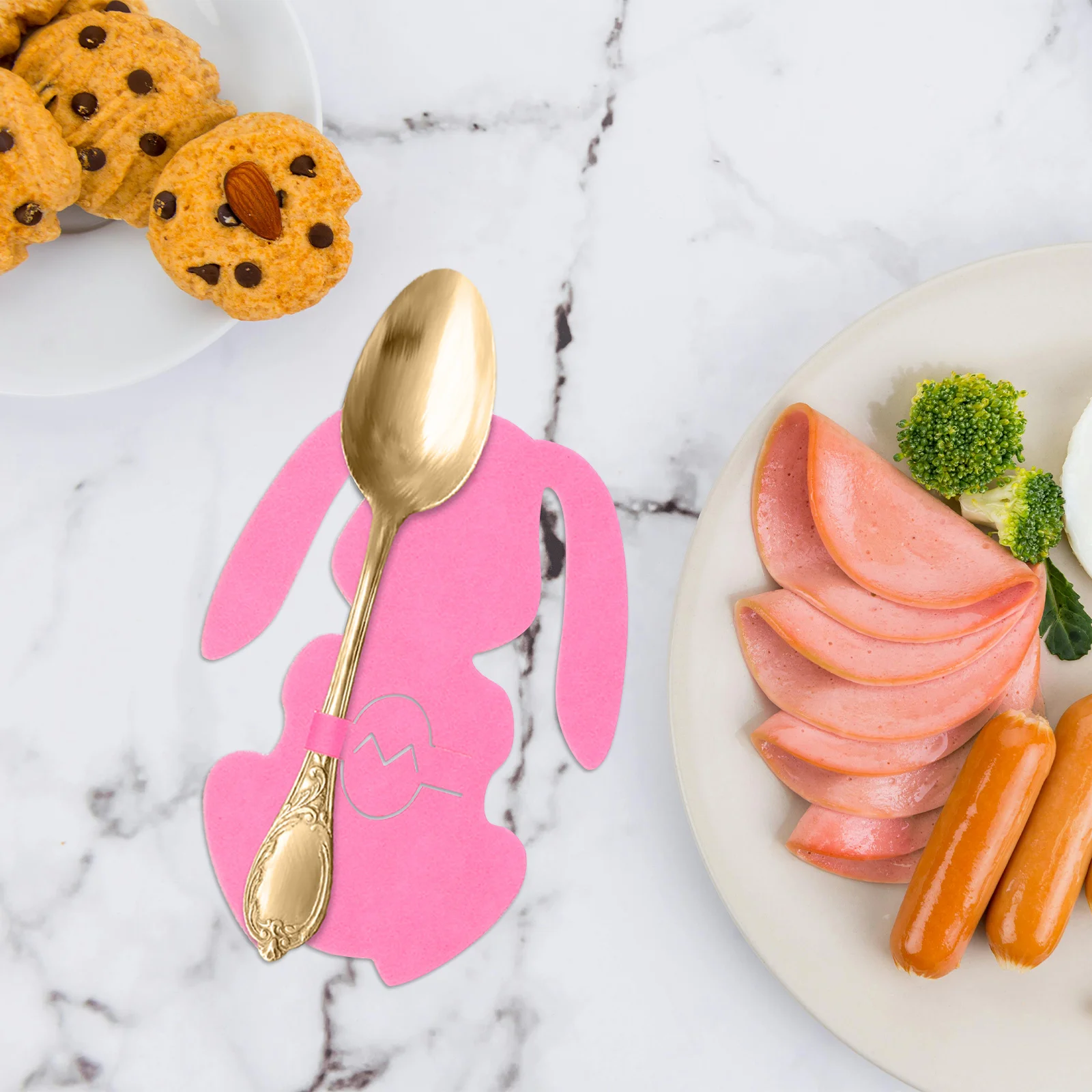 

12Pcs Easter Bunny Placemats Felt Table Mats Cute Design Absorbent Noise Reducing Home Indoor Decorations Spring Table Mats