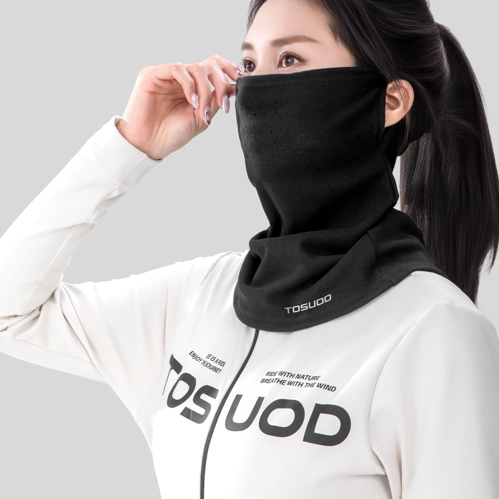 TOSUOD Winter-Gesichtsmaske, kältebeständig, warm, winddicht, schweißlösend, Skifahren, Kopfbedeckung, Radfahren, Skaten, Motorrad-Gesichtsmaske – Detail 9