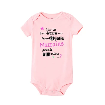 Do You Want To Be ma marraine imprimer bébé barboteuse marraine demande infantile body nouveau-né à manches courtes combinaison enfant en bas âge vêtements 6