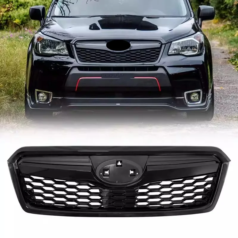

Решетка радиатора в сборе для Subaru Forester 2013-2018, глянцевая черная, верхняя решетка радиатора, нижняя сетка, автомобильные аксессуары