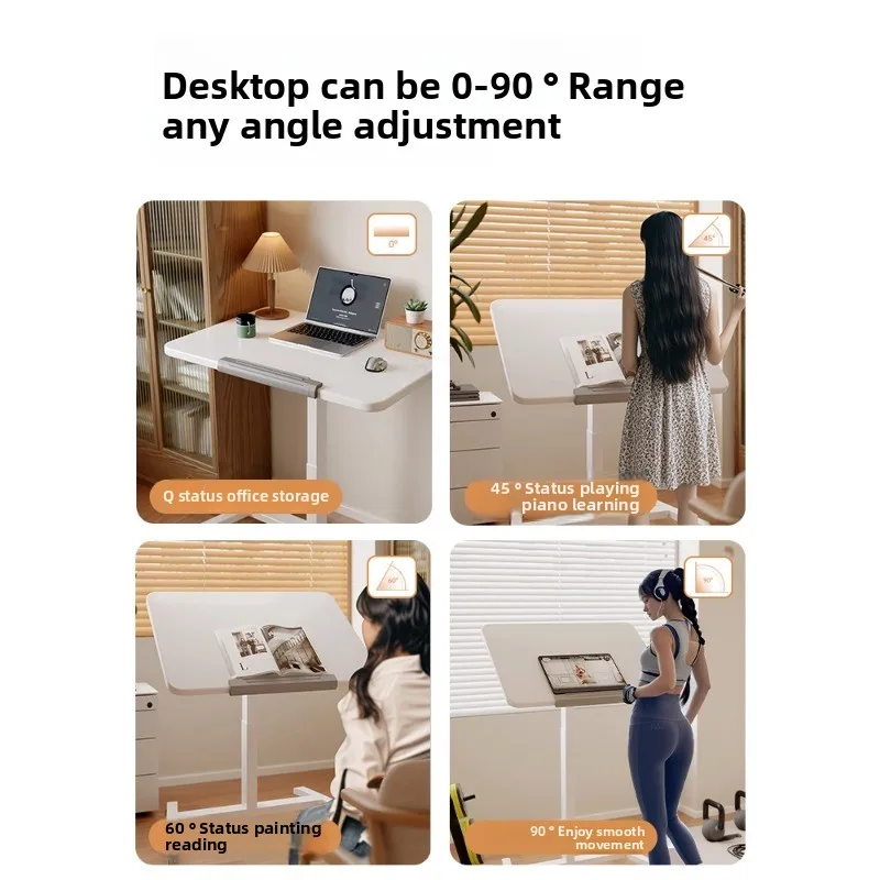 Elevating computer desk, movable study and office desk, multi-functional folding small desk, workstation