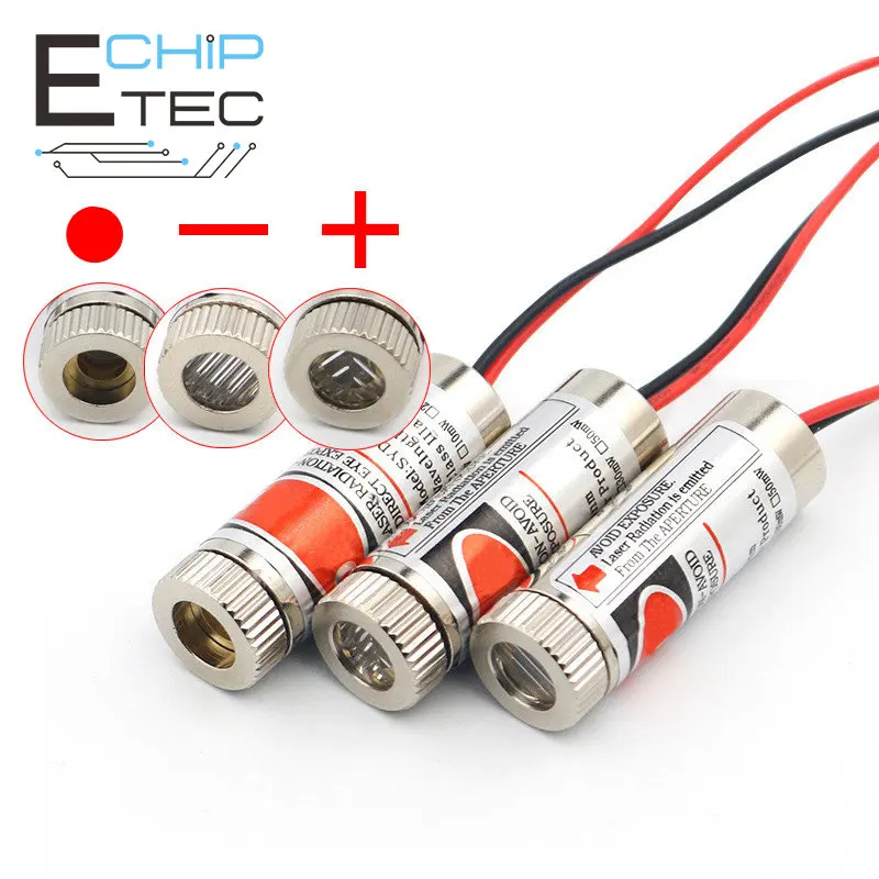 

1/2PCS Adjustable Beam 650nm 5mW Red dot/Line/Cross laser module head Glass lens can focus industrial grade 3-5V