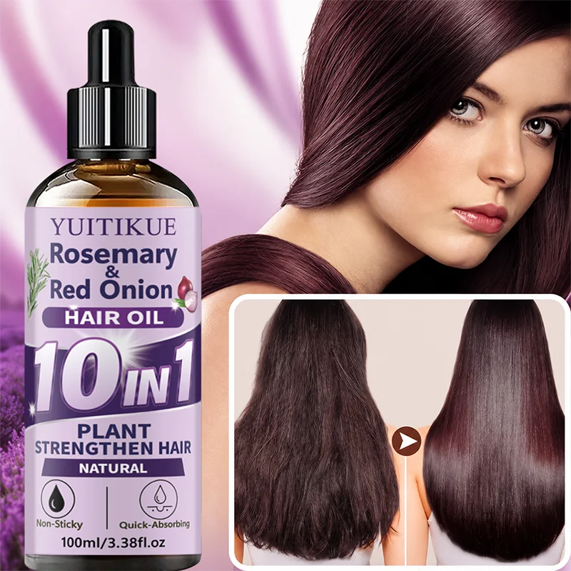 YUITIKUE 10 IN 1 Rosemary Red Onion Hair Oil 100ml - Strengthen Roots Thicker Strands Healthier Scalp