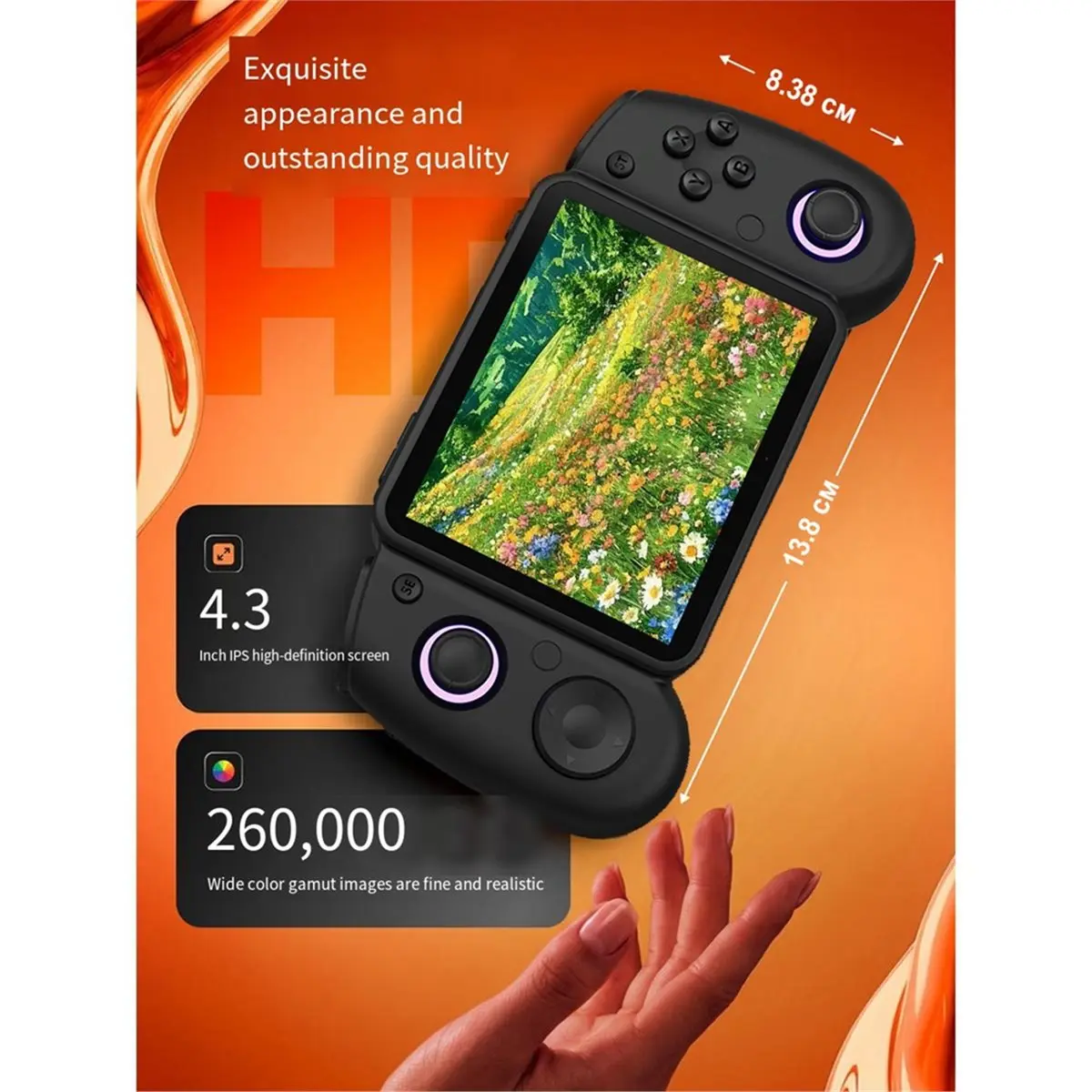 RG43H Pro Retro Handheld Game Console 4.3 Inch IPS Screen 1024x768 18000+ Games WiFi Online Play Game 64G A