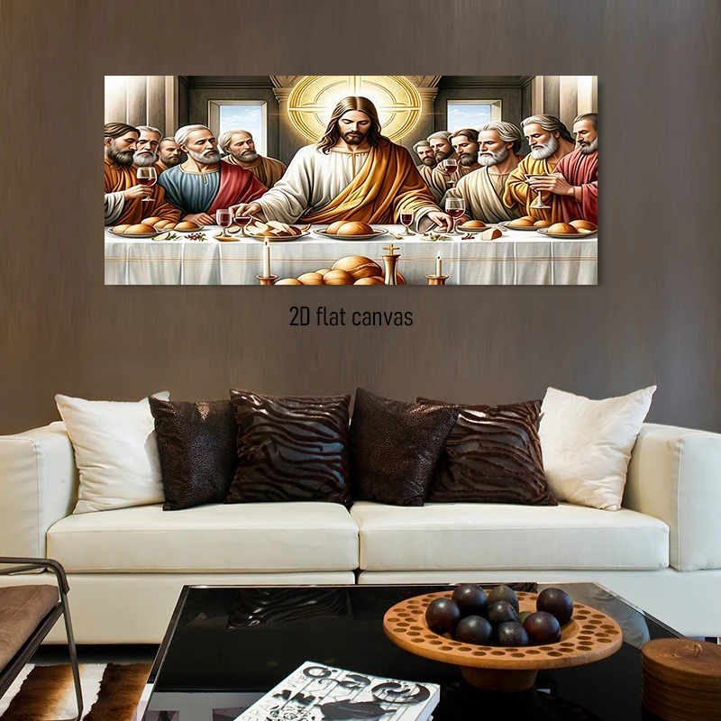 (1PC Unframe)1 Last Supper Religious Canvas Decoration Painting Christian Jesus Church Home Decoration 2D Plan