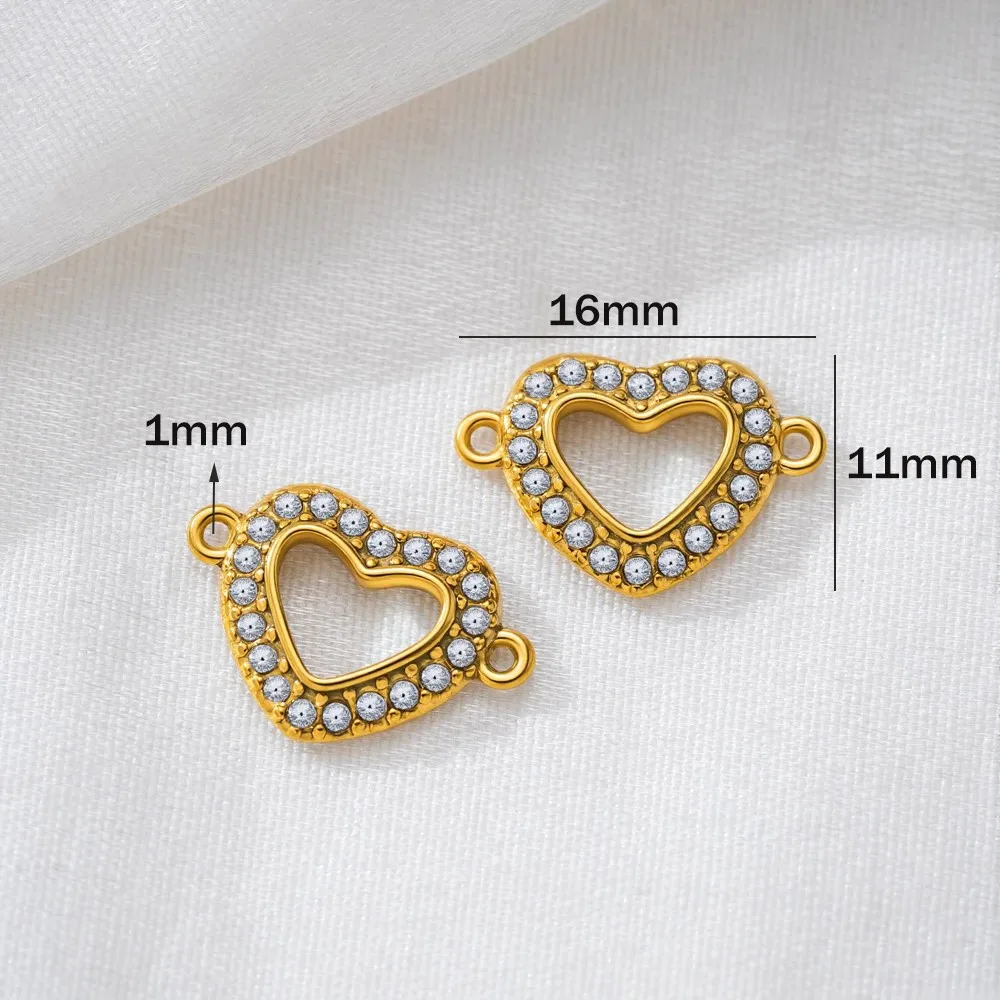 2pcs Stainless Steel Rhinestones Charms Zirconia Turtle Heart Enamel Pendants DIY for Necklace Bracelet Jewelry Making and Craft view 2