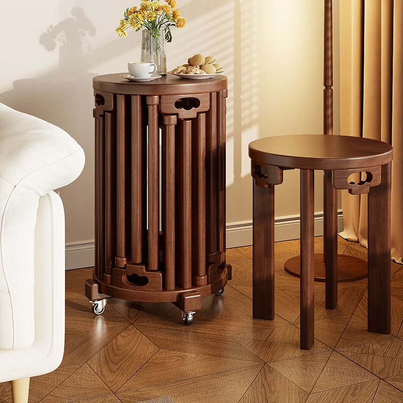 Factory direct sales six-in-one stool can be stacked solid wood stacked music round stool household spare dining table stacked s