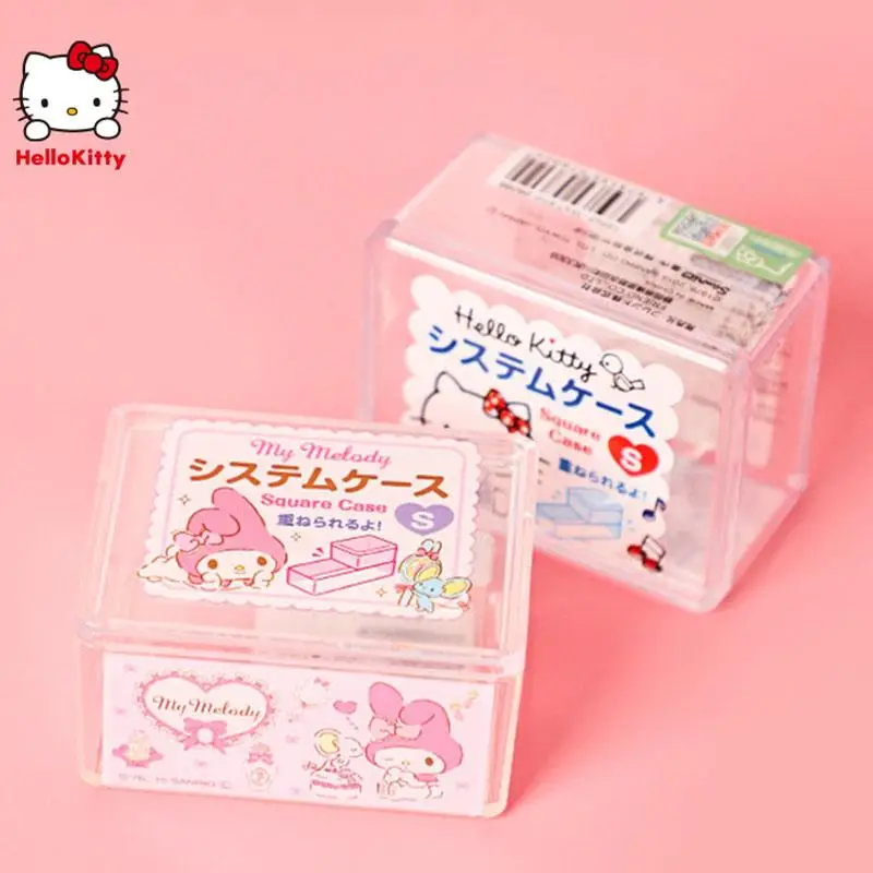 Cute Kawaii Sanrio Hellokitty My Melody Storage Box Jewelry Box Transparent Candy Box Dustproof Household Ins Girl Birthday Gift