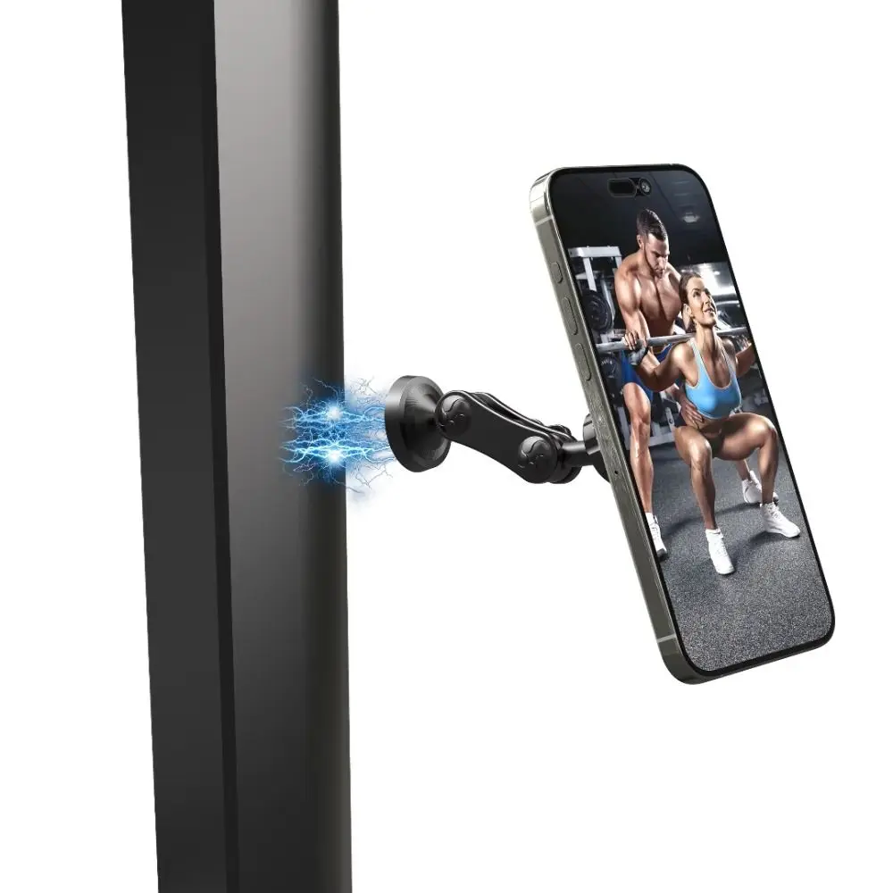 

Two-Way Magnetic Suction Gym Phone Bracket Adjustable Foldable Traning Selfie Phone Holder Portable Universal