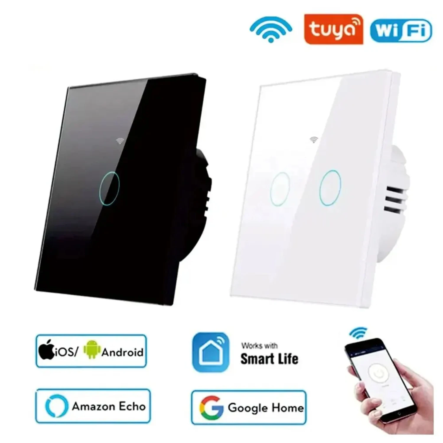 

Switch WiFi Light Wall Smart Switch EU Smart Life Alexa 433RF WiFi Remote 1/2/3 Gang