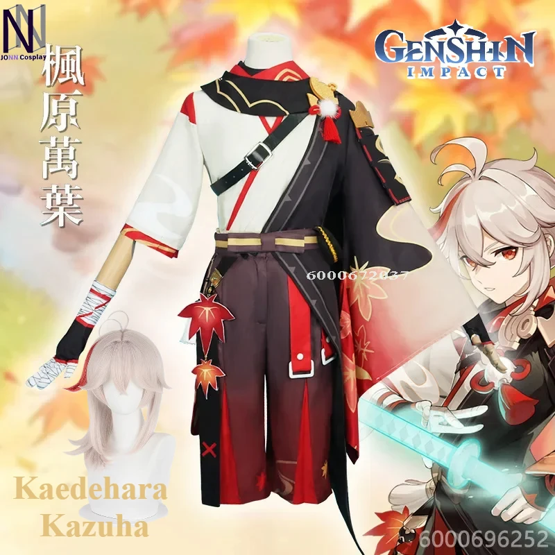 Genshin Impact Game Kaedehara Kazuha Cosplay Costume Halloween Samurai Carnival Outfit Wig and Red Glasses for Cosplay Events