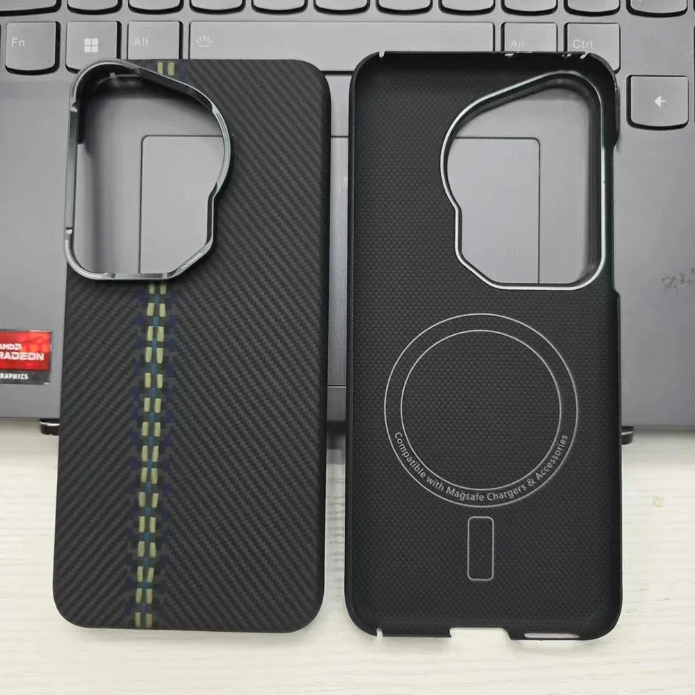 Genuine Carbon Fiber Phone Magsafe Case For Huawei Pura 70 Ultra Metal Camera Ring Aramid Fibe Slim Design Pura70Ultra Cover