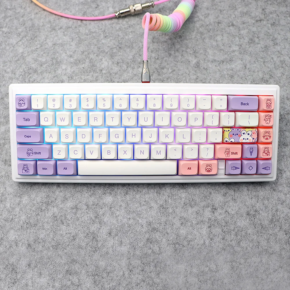 Imagem -02 - Lavanda Coelho Tema Pbt Xda Keycaps Cap Teclado Mecânico 7u Split Barra de Espaço Adequado para Dz60 Rk61 64 Gk61 68 75 84 98 Gmmkpro