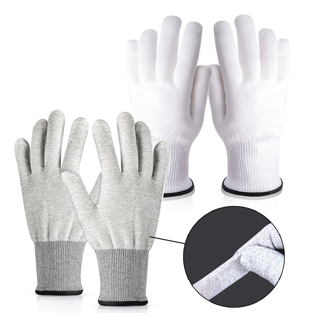 EHDIS Grey/White Tint Wrap Gloves Carbon Fiber Anti-Static Hand Protector Tool Car Repair Household Cleaning Mitten Safety Glove