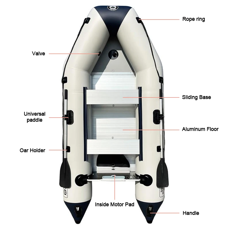 Kayak gonflable de vitesse de traverse de plancher en aluminium de PVC de bateau d'assaut de MC400-6 marin solaire 7-9 pour la plongée 3/4