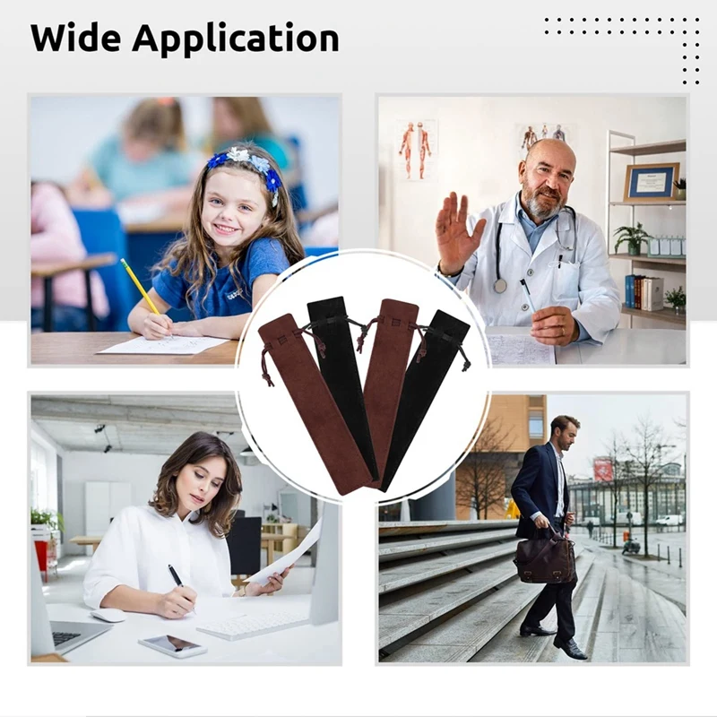 Velvet Pen Bolsa Sacos com cordão, Pen Sleeve Holders, Bolsas multiuso, 1.4X6.9In, 100 pcs