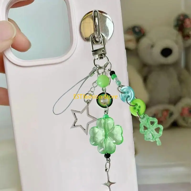 Y5GC Multipurpose Four Clovers Phone Charm Accessory of Luck and Prosperity