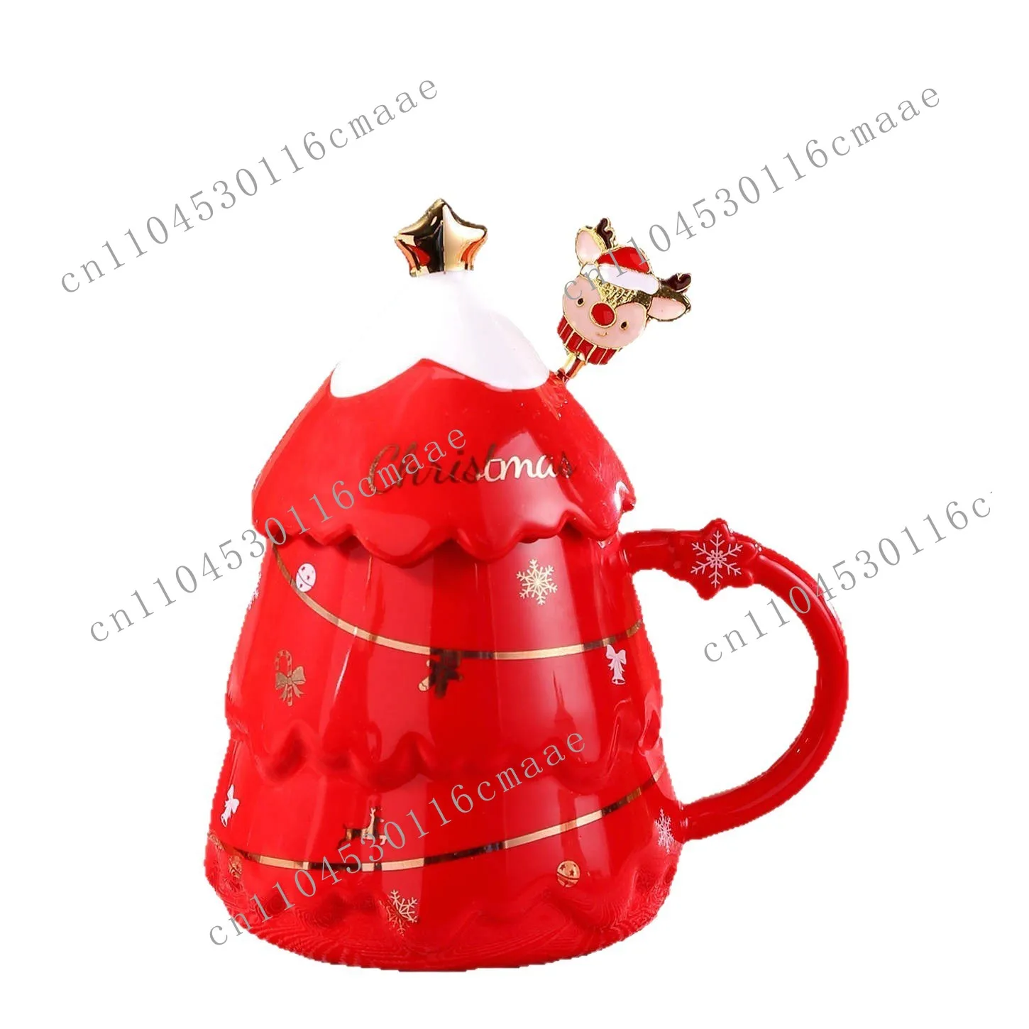 Creative Christmas ceramic mug with lid spoon, large capacity mug, cartoon cup, gift water, cup, business gift