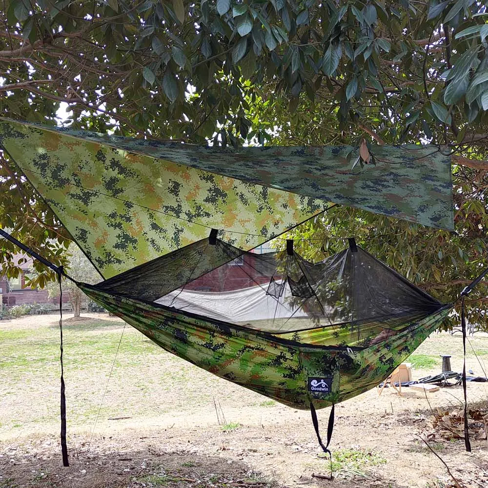 

Camping Supplies 캠핑 용품 Camp bed Mosquito Net Hammock Double Hammock 290*140cm With Wind Rope Nails For Hiking Outdoor Travel