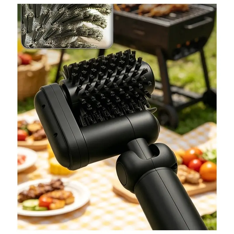AB46-Electric Grill Brush Cordless, 3-Speed Control For Outdoor, BBQ Grill Cleaning Brush With No-Shed Bristles