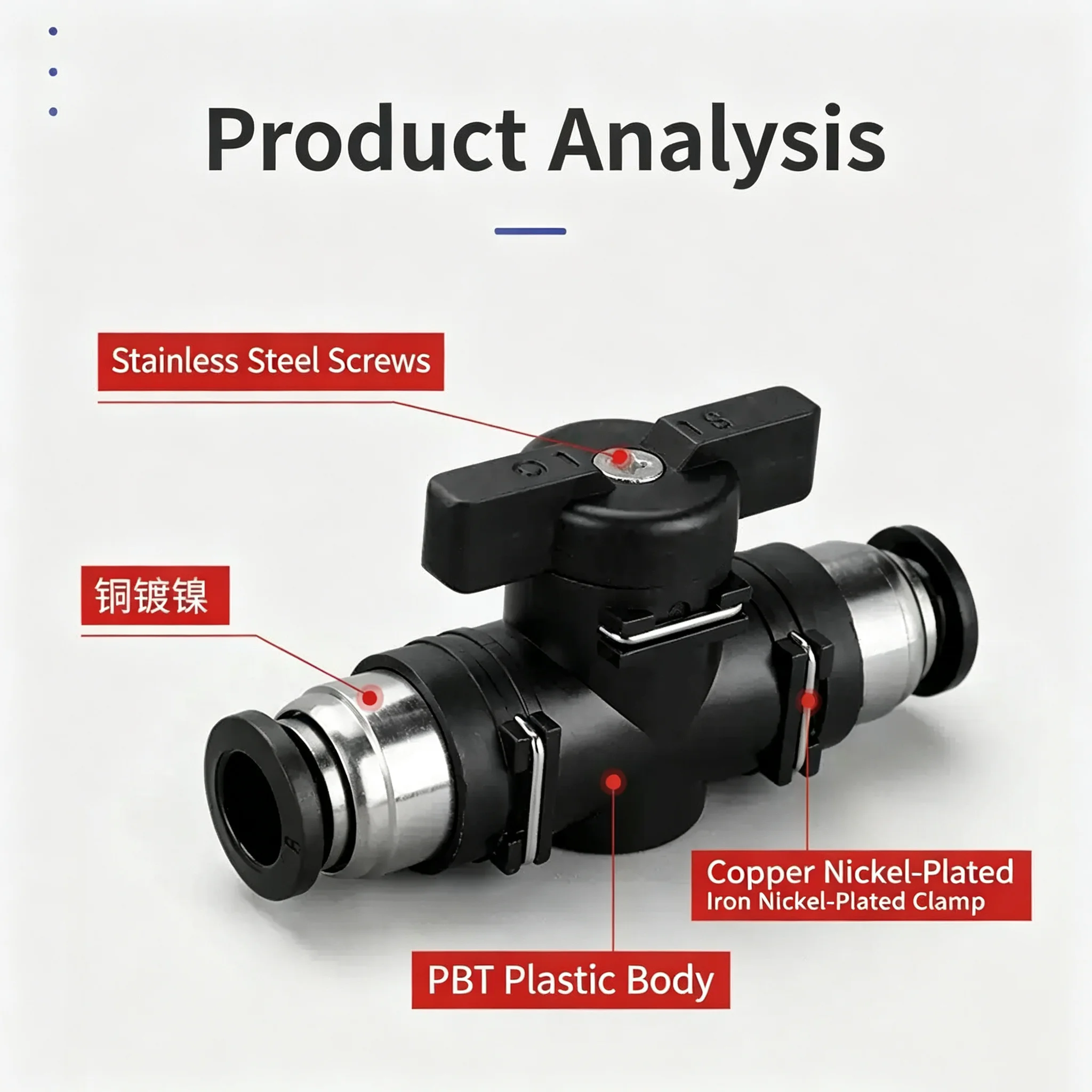 10/50Pcs BUC Pneumatic Push-to-Connect Quick Joint Connector Set 4mm-12mm Manual Ball Valve Hand Switch Air Tool Fitting with Co