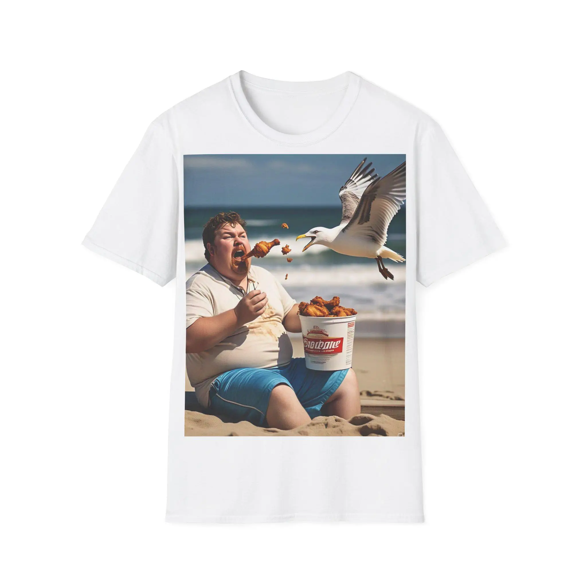 

Beach Fried Chicken Graphic Print Summer Luxury Brand Pure Cotton Men's and Women's T-shirt Short Sleeve Trend Fashion Clothing