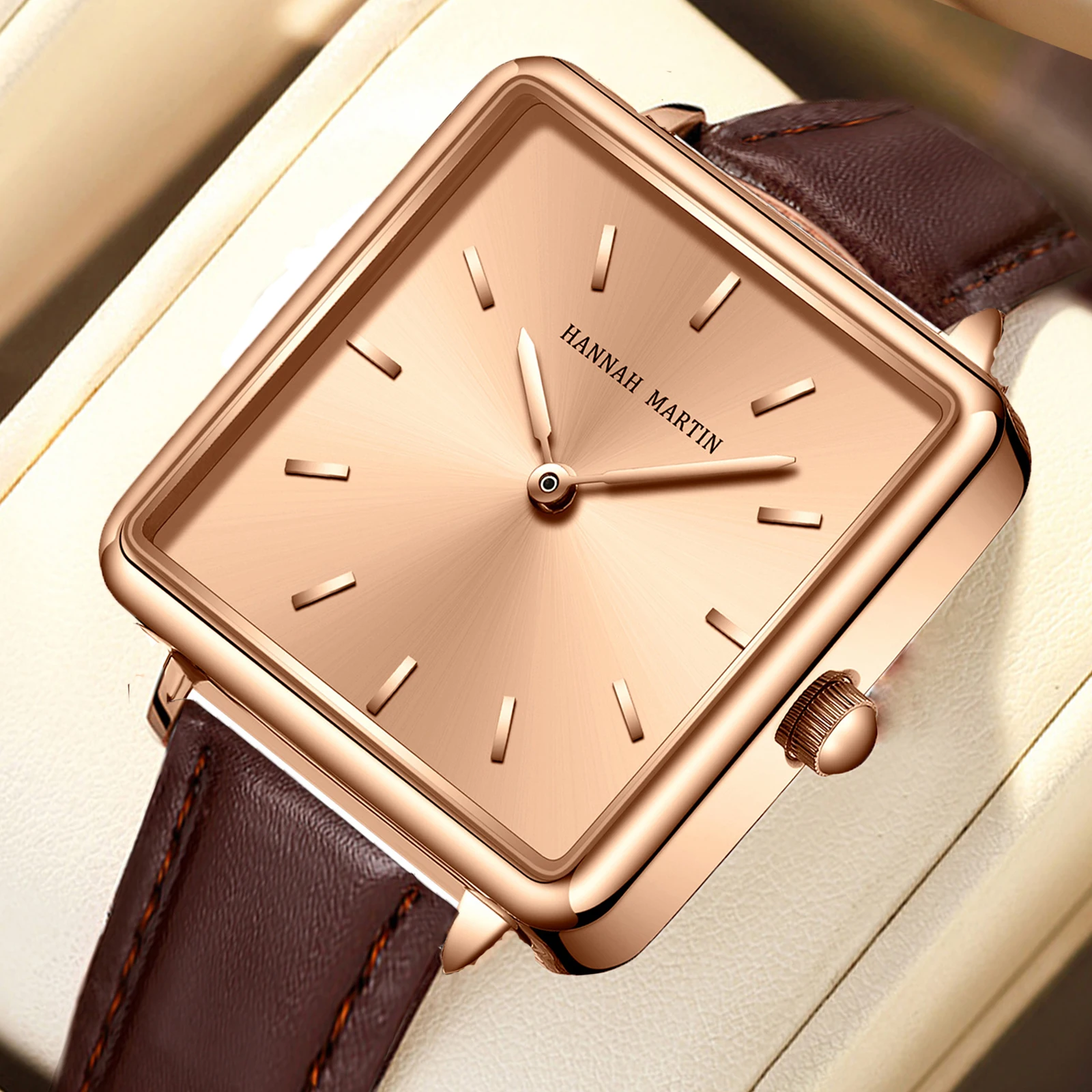 Fashion Elegant Women Wristwatch Rose Gold 28mm Japaneae Original Square Watch Quartz 3ATM Waterproof Ladies Gifts Daily Wearing