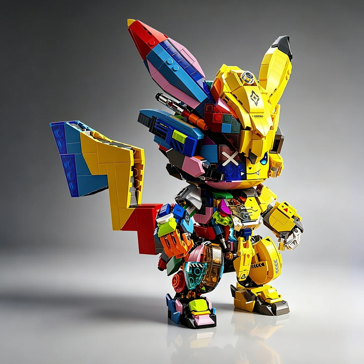 クリエイティブな家の装飾-ポケモン-メカピカチュウ-ディスプレイキット-デスク-アニメモデル-組み立てデザイナーブロック-ブリックギフト