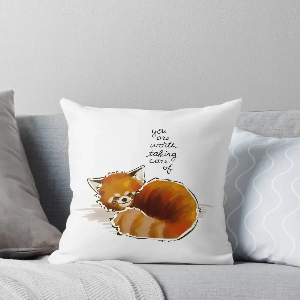 

You Are Worth Taking Care of Red Panda Throw Pillow Pillowcase Cushion christmas supplies Pillow