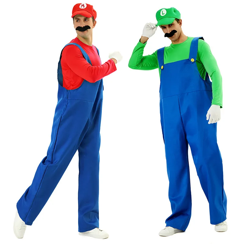 Disfraz de Halloween para adultos, divertido disfraz de Luigi Bros, fontanero, para carnaval, Navidad, cosplay.