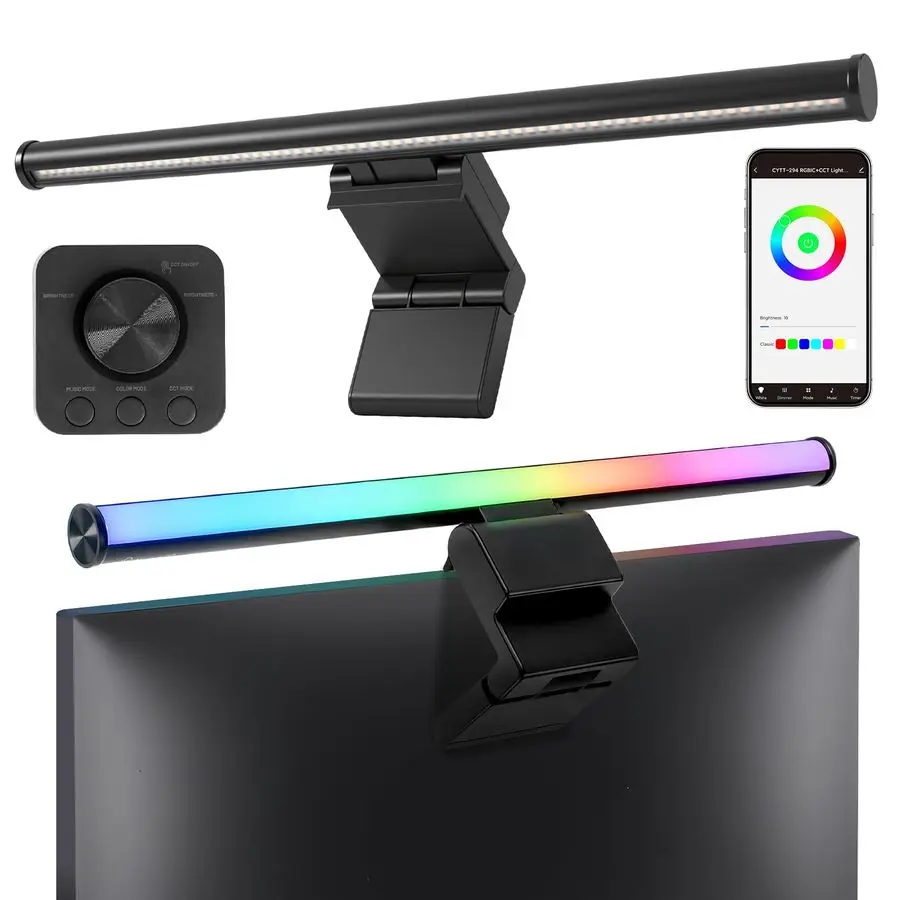 

Светодиодная лента Vibes 17 для монитора с RGB-подсветкой 15 цветов, беспроводным пультом и управлением через приложение, 3 цветовых температуры, плавное регулирование яркости
