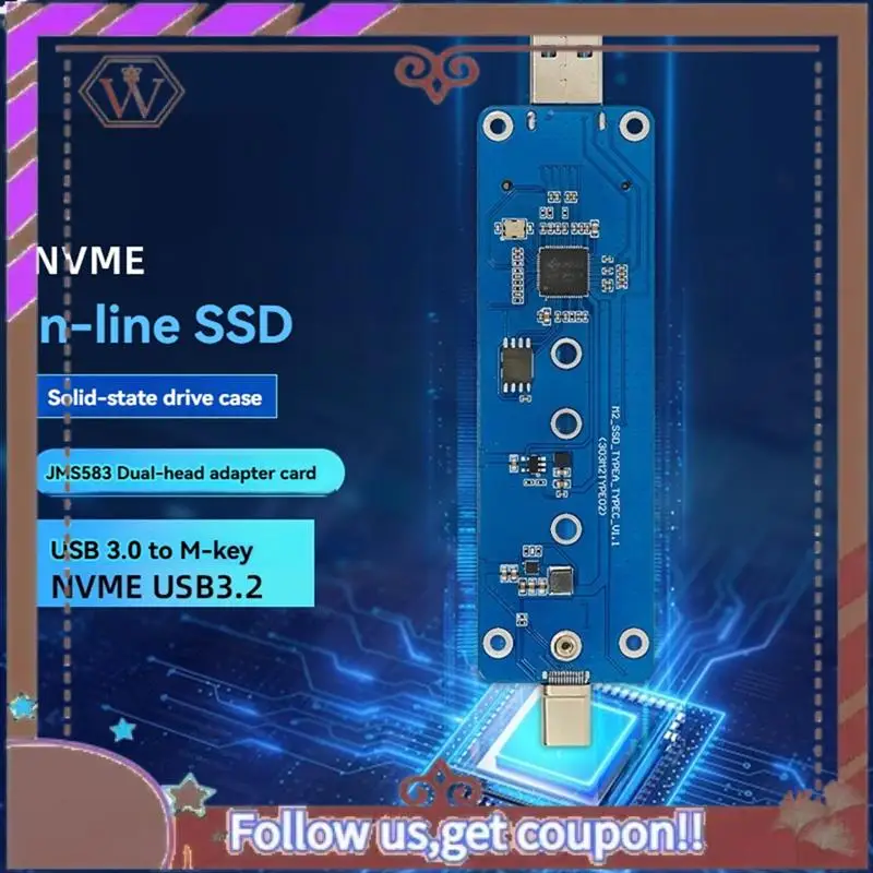 

ABBG-M2 SSD Adapter Nvme Enclosure M.2 To USB3.2 Case For NVME PCIE M Key SSD NVME To USB3.0/TYPE-C Converter