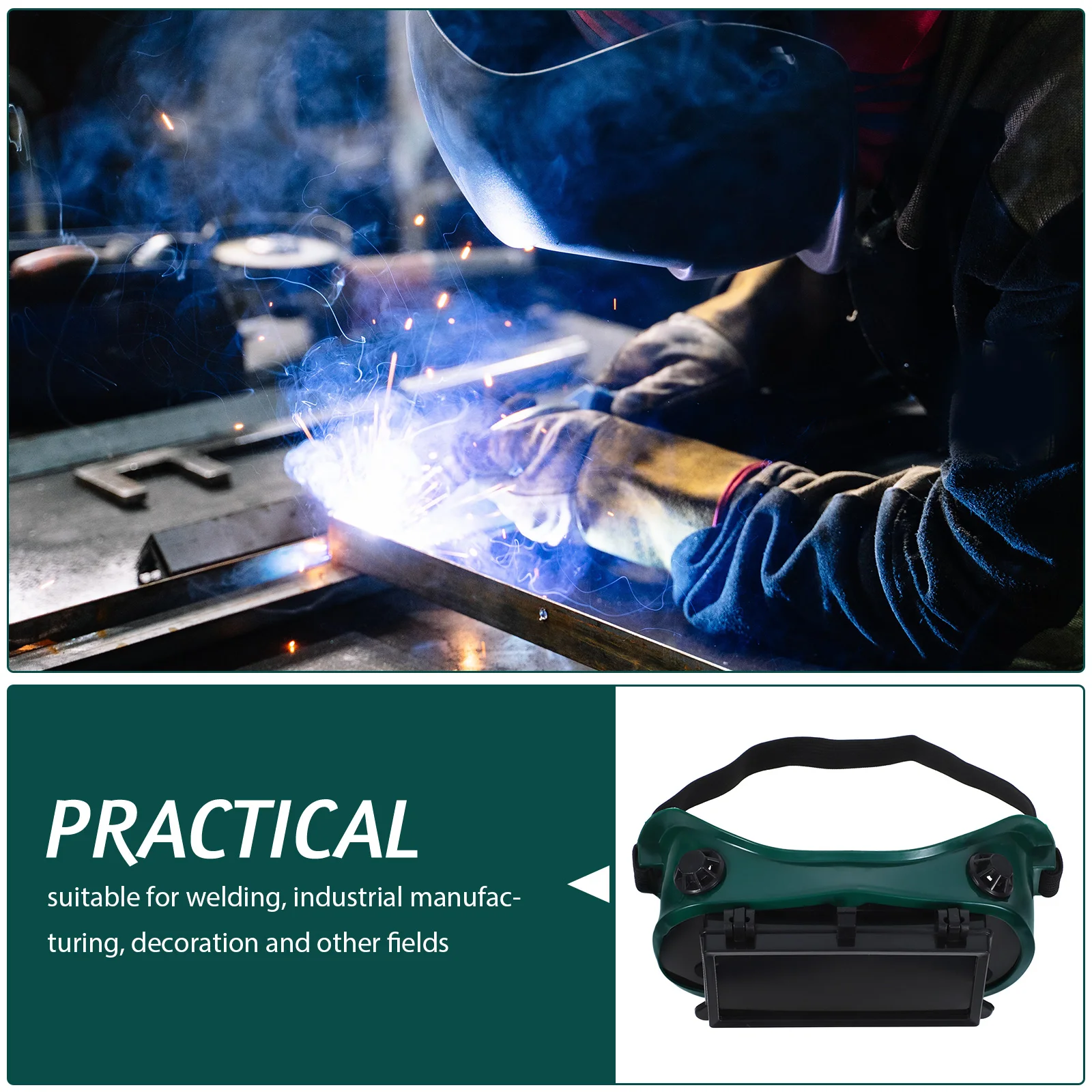 

Welding Goggles Protective Glasses Flip Up Design Double Layer Anti Scratch Vent Hole Soft Frame Adjustable Suitable for Welding