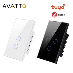 AVATTO Tuya Zigbee Smart Light Switch,Wall Touch Switch Smart Life APP Remote Control Work With Alexa Google Home