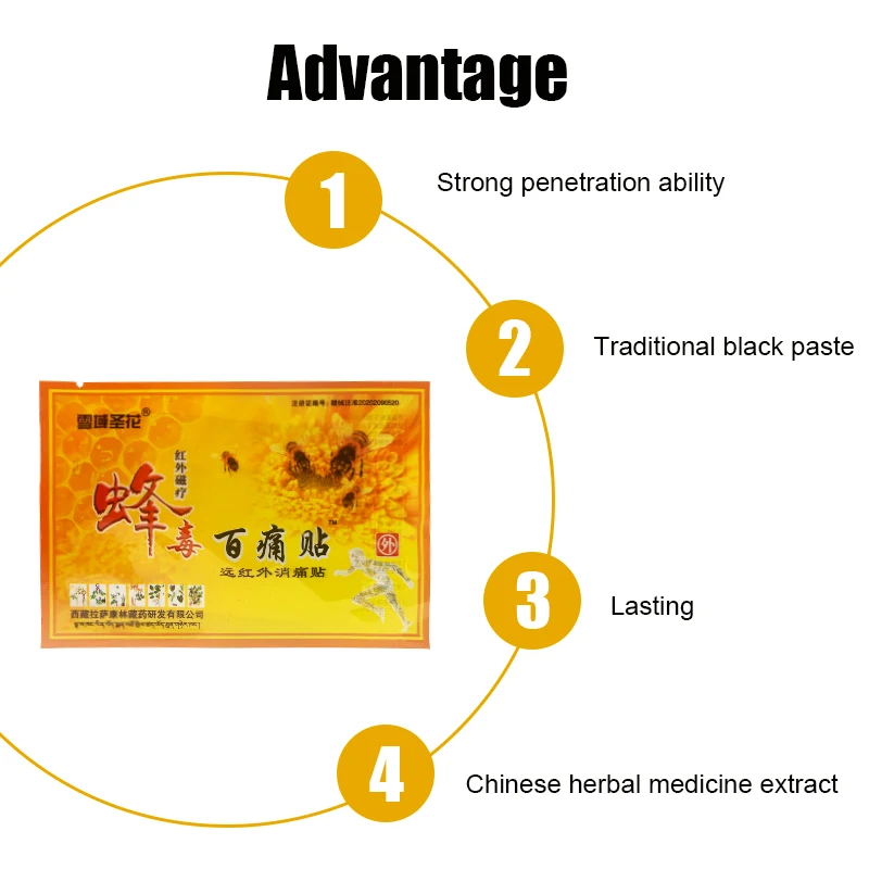 30Pcs Bee Venom Chinese Natural Herbs Medical Balm Patch Pain Relief Stickers Magnet Far Infrared Treatment  Artritis Rheumatoid