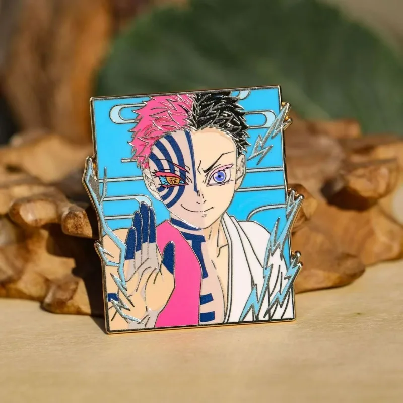 Demon Slayer Kimetsu no Yaiba Akaza (Hakuji) Enamel Pin, Upper Moon 3 Metal Brooch Badge, Anime Backpack Decoration Accessory view 2