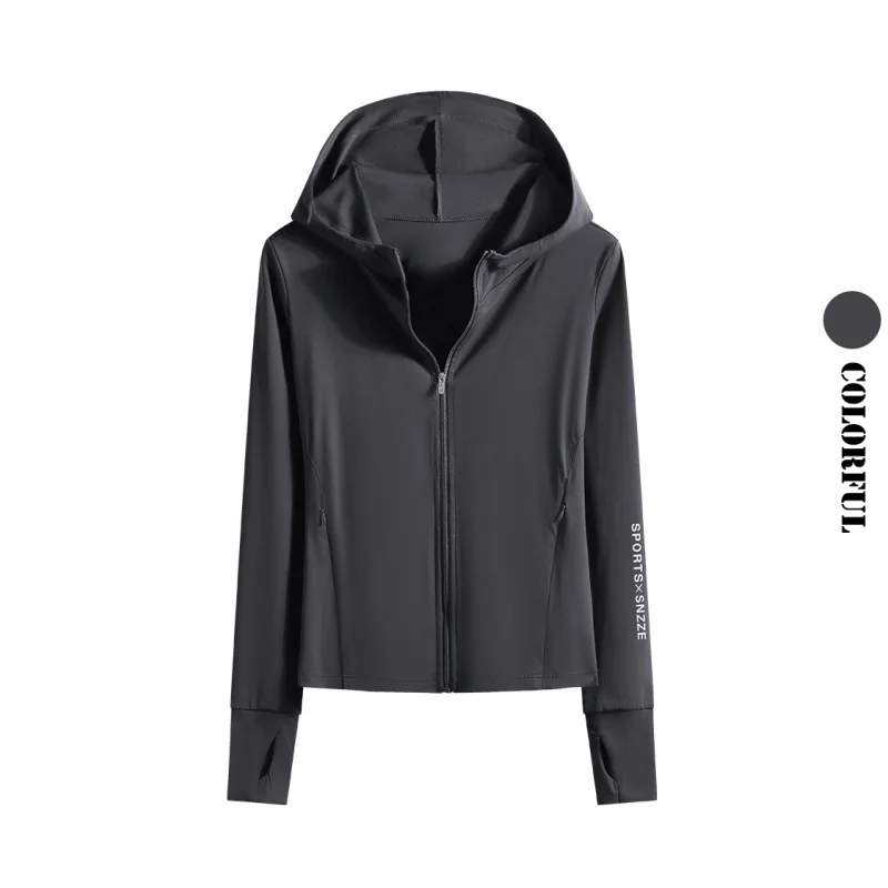 DRUR Autumn Winter Yoga Top Women Hooded Workout Jacket Zip Up Athletic Running Shirts with Pockets Sportswear Christmas Gifts