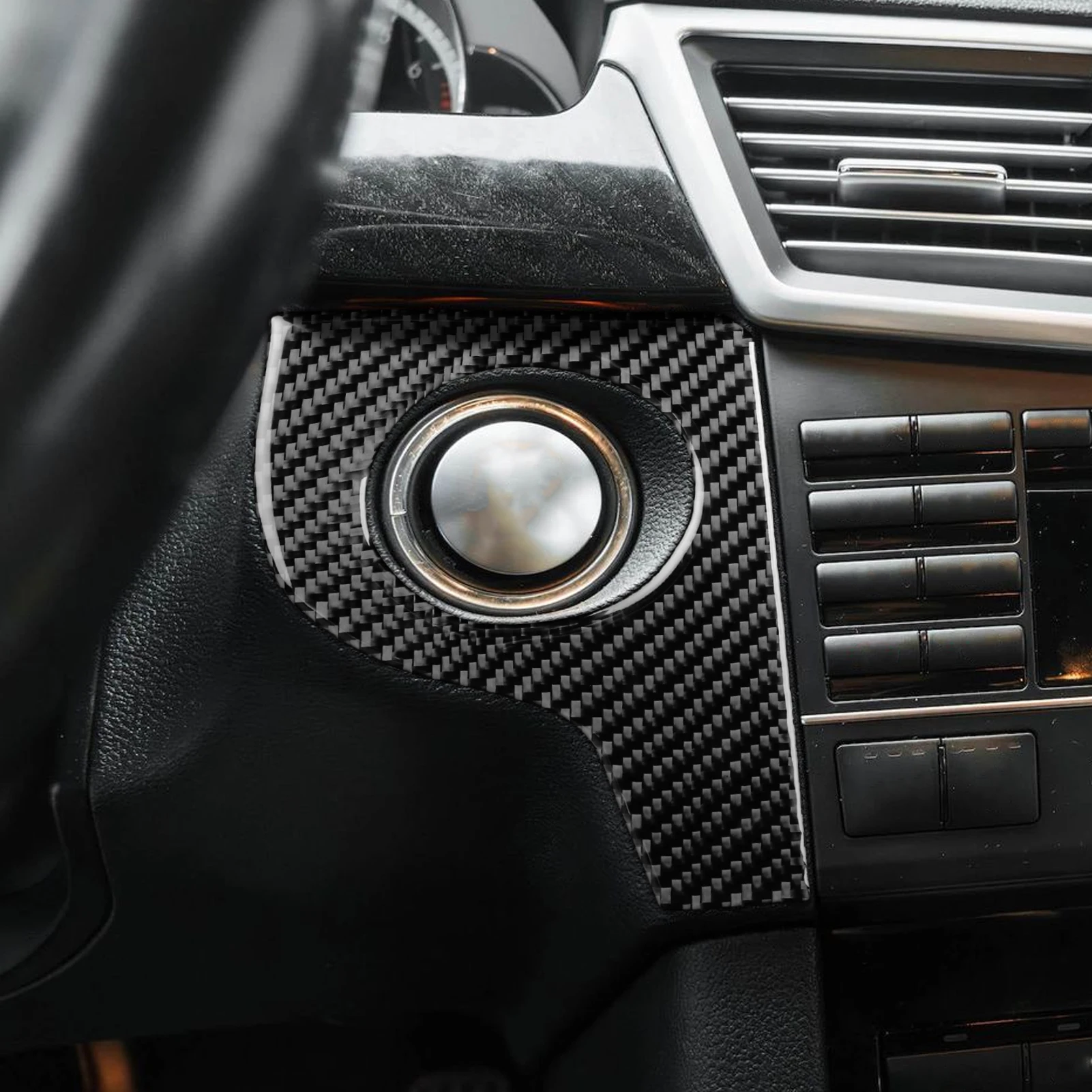 For Mercedes Benz E Class W212 S212 2011-2015 Carbon Fiber One-touch Ignition Button Panel Car Accessories Decorative Stickers