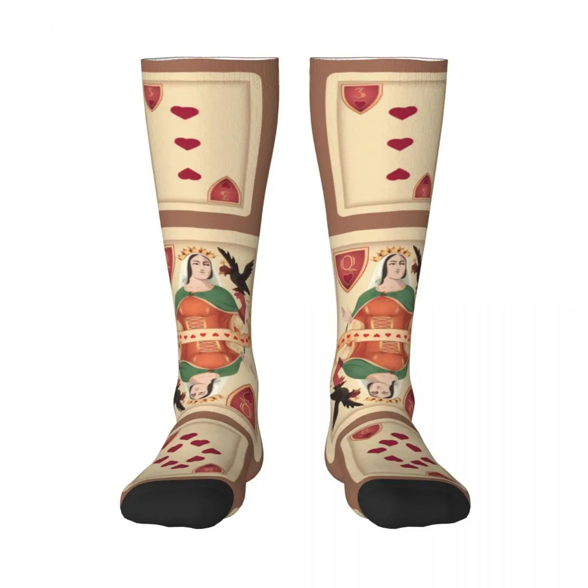 Stockings Funny Autumn Casual Warm Socks Classic Playing Card Queen Spades Soft Winter Knee High Socks