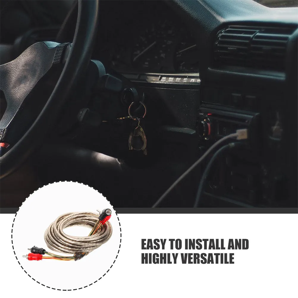 5M Car Speaker Wire Connectors Rca Speaker Cable Adapter for Subwoofer Shielded Audio Line Universal Fit Car Amplifier