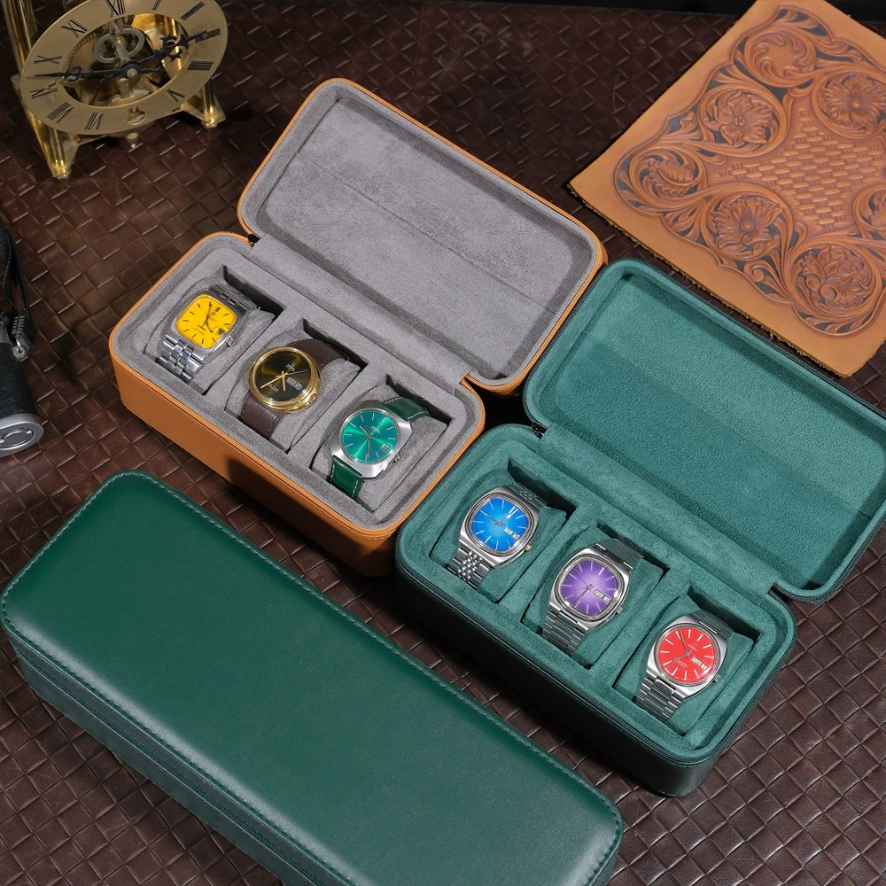 Leather Watch Box 3 4 5 Slots Portable Travel Watch Storage Organizer Case for Men Mechanical Watches Display Holder