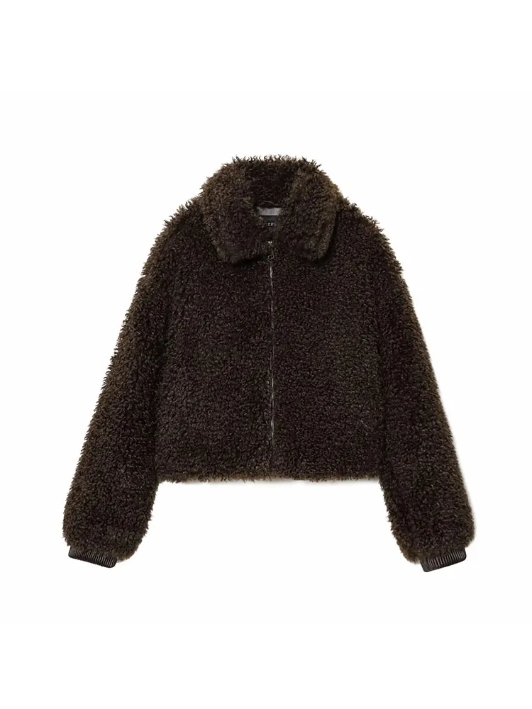 

Women 2025 Winter New Style Women Clothing Faux Fur Effect Short Coat Coat Lamb Wool Coat Fur Outerwears