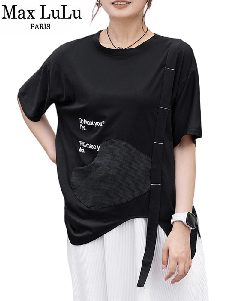 Max LuLu Summer 2024 Printed Tops Womens Fashion Korean Loose Leisure Classic Tee Shirts Ladies Harajuku Elegant O Neck Clothes