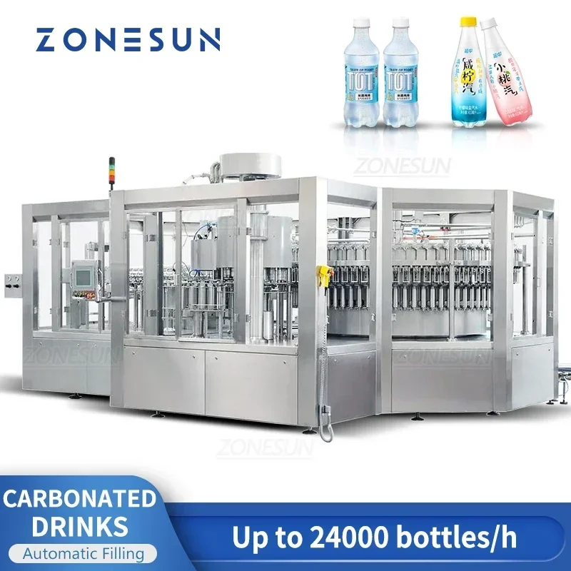 ZONESUN ZS-AFMC 24000 BPH Full-Automatic PET Bottle Carbonated Water Filling Machine Drinks Manufacture Mass Production Line